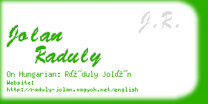 jolan raduly business card